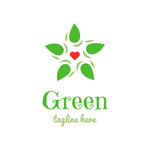 Green leafs and heart logo