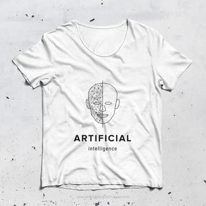 Artificial intelligence, futuristic human face logo