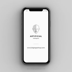 Artificial intelligence, futuristic human face logo