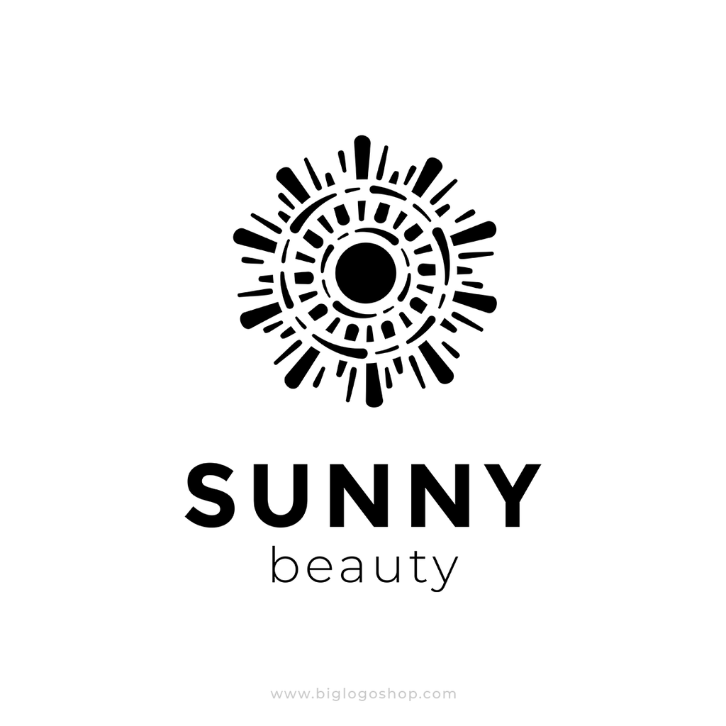 Sunny premium logo. Creative logo design isolated abstract shape black color. Sun logotype vector illustration. Trendy emblem design for cosmetics or beauty saloon.
