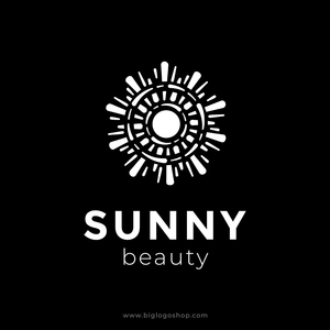 Sunny premium logo on black background. Creative logo design isolated abstract shape black color. Sun logotype vector illustration. Trendy emblem design for cosmetics or beauty saloon.